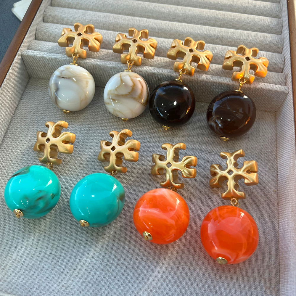 Tory Burch Multicolor Glass Flower Ball Earrings